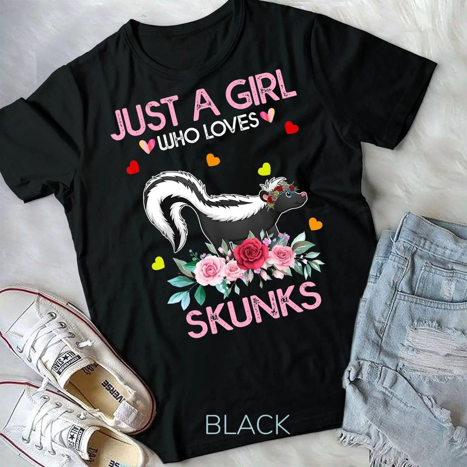 Skunk Tee For Women Grils Gift Just A Girl Who Loves Skunks Unisex T-shirt