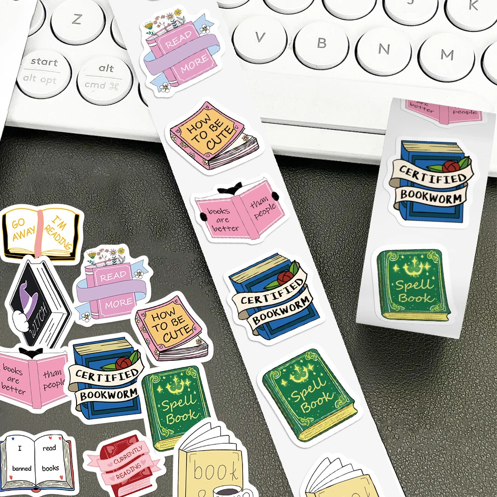 

500pcs/roll Cartoon Bookish Stickers Diary Reading Book Sealing Labels Waterproof DIY Scrapbooking Phone Luggage