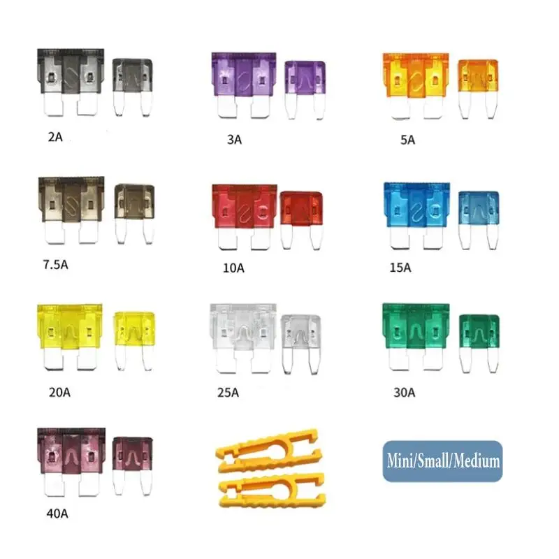 140-80Pcs Car Fuse Assortment Set Profile Middle Size Blades Type Fuse Auto Car Truck 2A-40A Fuse with Box + Fuse Puller