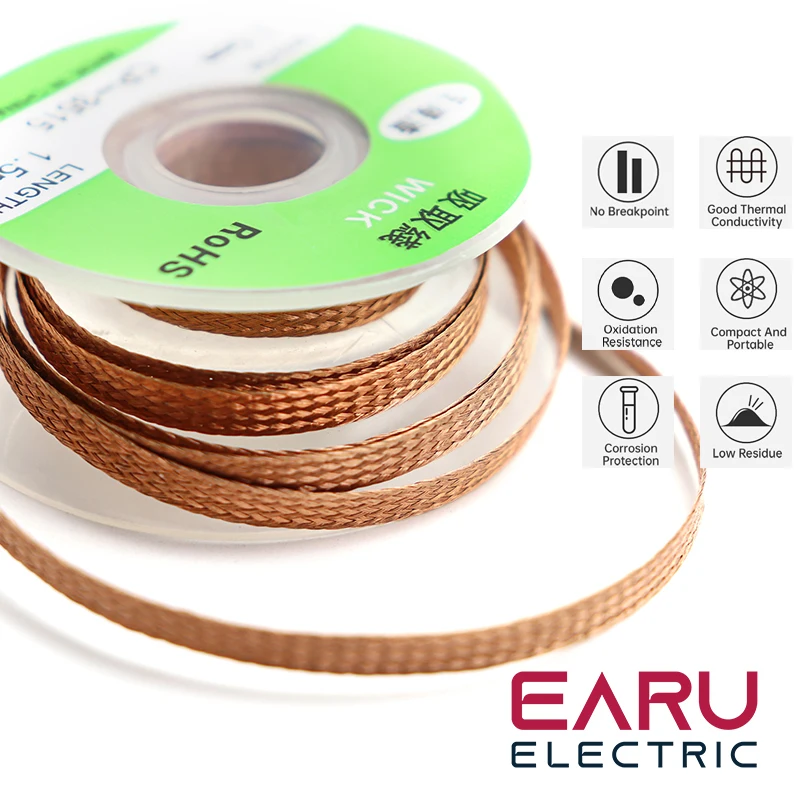 Hút Thiếc Loại Áo Ngực Hàn Tẩy Bấc Dây 1.5Mm 2Mm 2.5Mm 3Mm 3.5Mm 1.5M 3M hàn Tín Hút Cáp Dẫn Dây Từ Thông Dụng Cụ Sửa Chữa