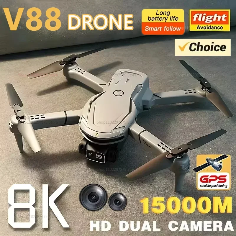 Nuevo Dron Profesional V88 con Cámara 8K HD ESC, Flujo Óptico OA, Drones Aéreos Wifi RC UAV, Dron Mejorado, Juguetes para Niños y Adultos, Regalos