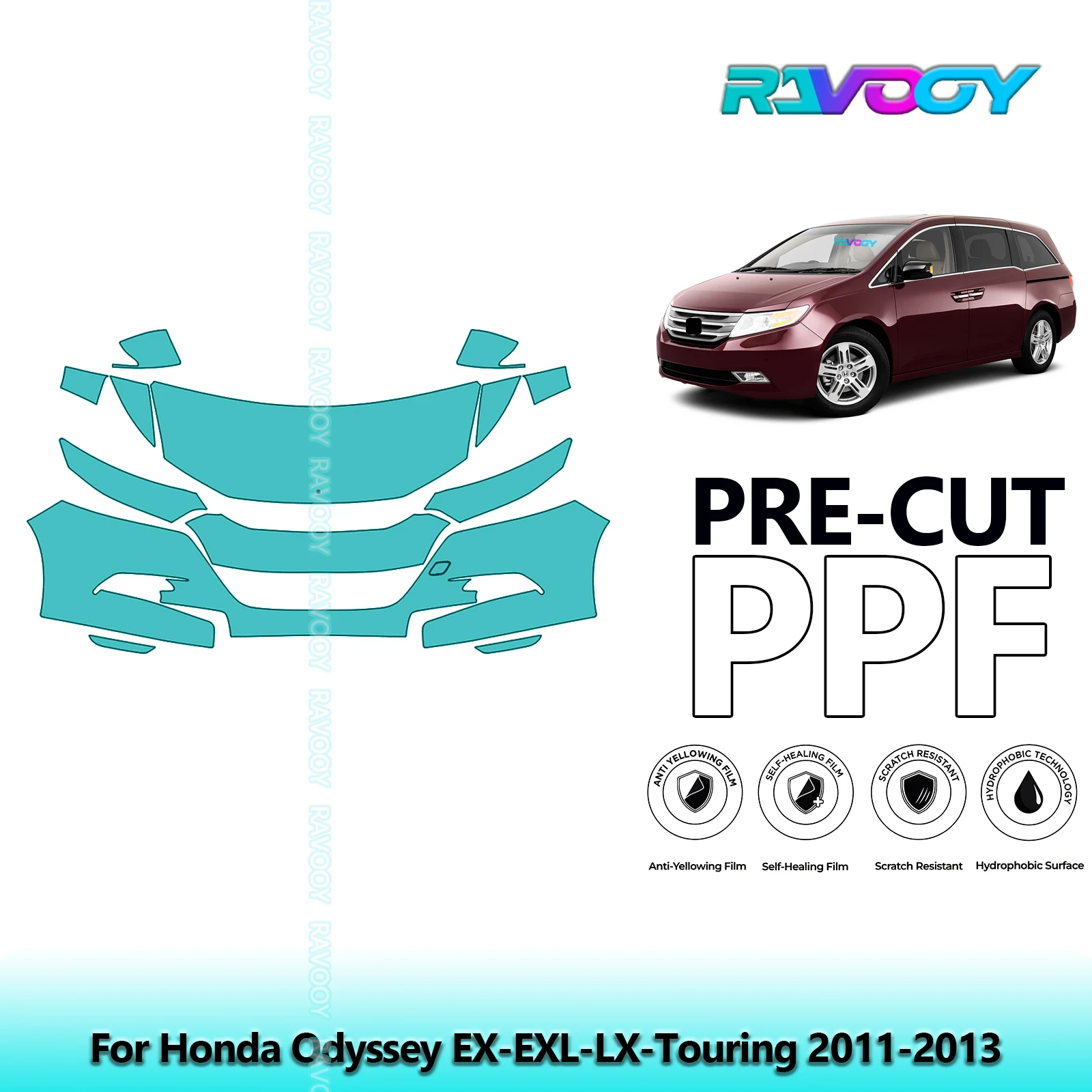 

8.5Mil Precut Paint Protection Film PPF Clear Bra Front Kit For Honda Odyssey EX-EXL-LX-Touring 2011-2013