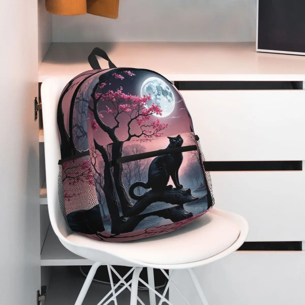 

Cute Black Cat Backpack Daypack Large Capacity Children BookBag School Bag Shoulder Bags for Men Women