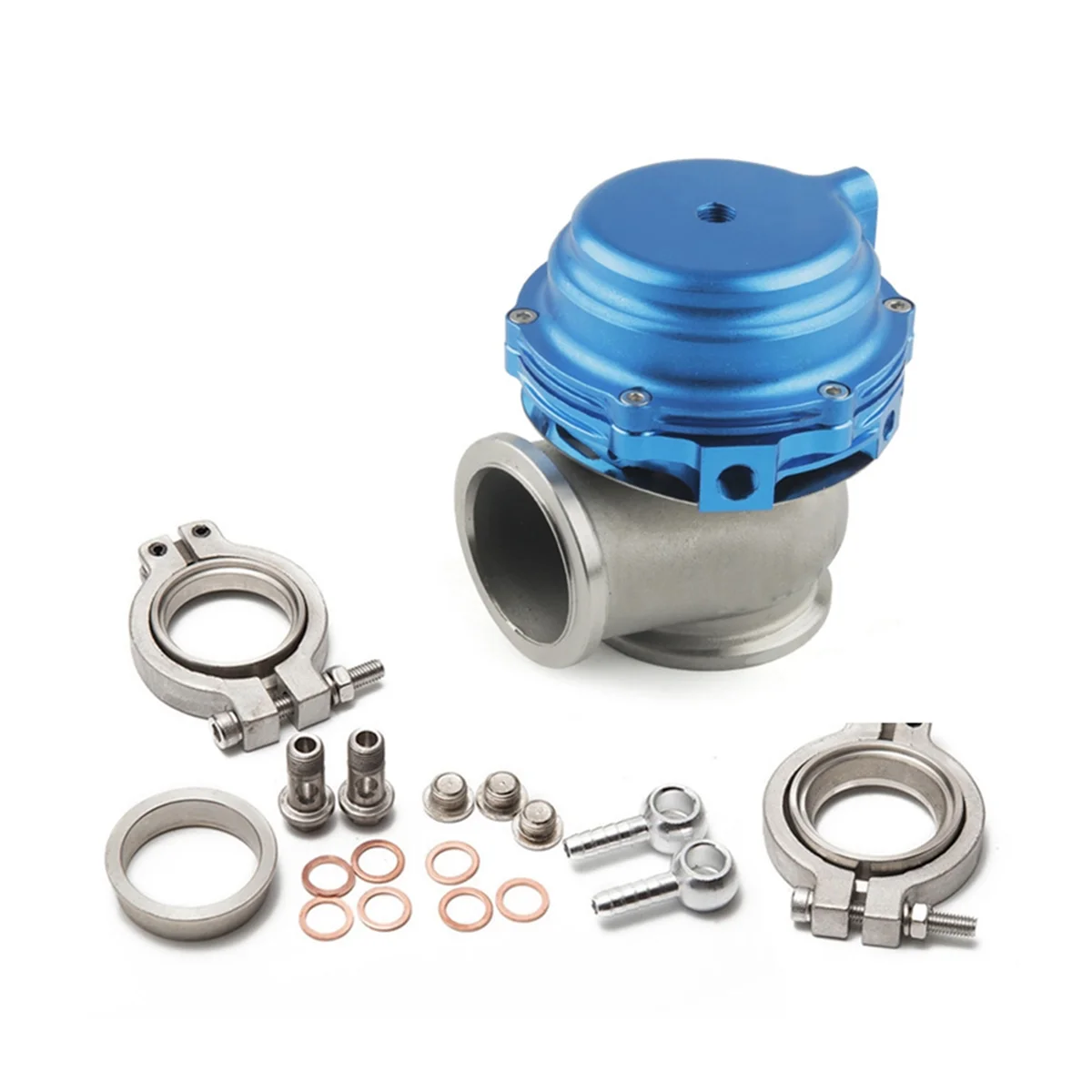 Universal Car Modification 38mm Turbocharged Exhaust Pressure Relief Valve External Wastegate V-Band Flanged Blue