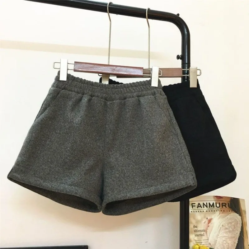 Shorts Women Autumn Cozy Elastic Waist Stylish Solid Feminino Korean Simple Vintage Elegant Casual Popular High Street All-match