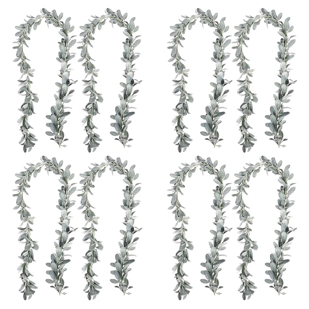 

8 Pcs Artificial Flocked Lambs Ear Garland - 6Ft/Piece Soft Faux Vine Greenery and Leaves for Framhouse Decor