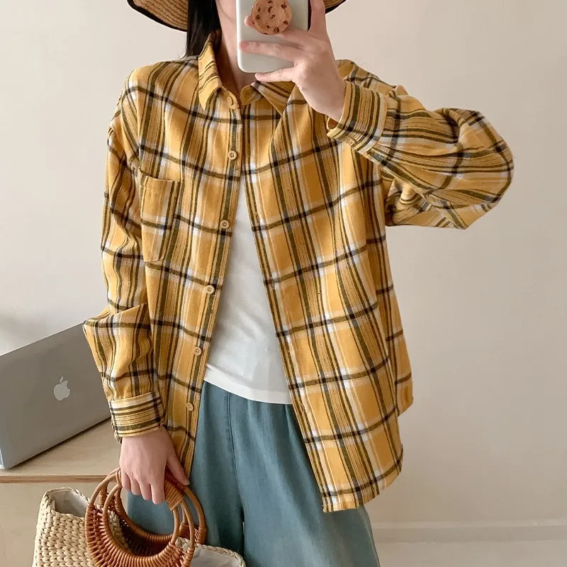 

Y2K Korean Style Womens Blouse Soft Casual Vintage V Neck Long Sleeve Floral Loose Fit Spring Autumn Top for Daily Wear