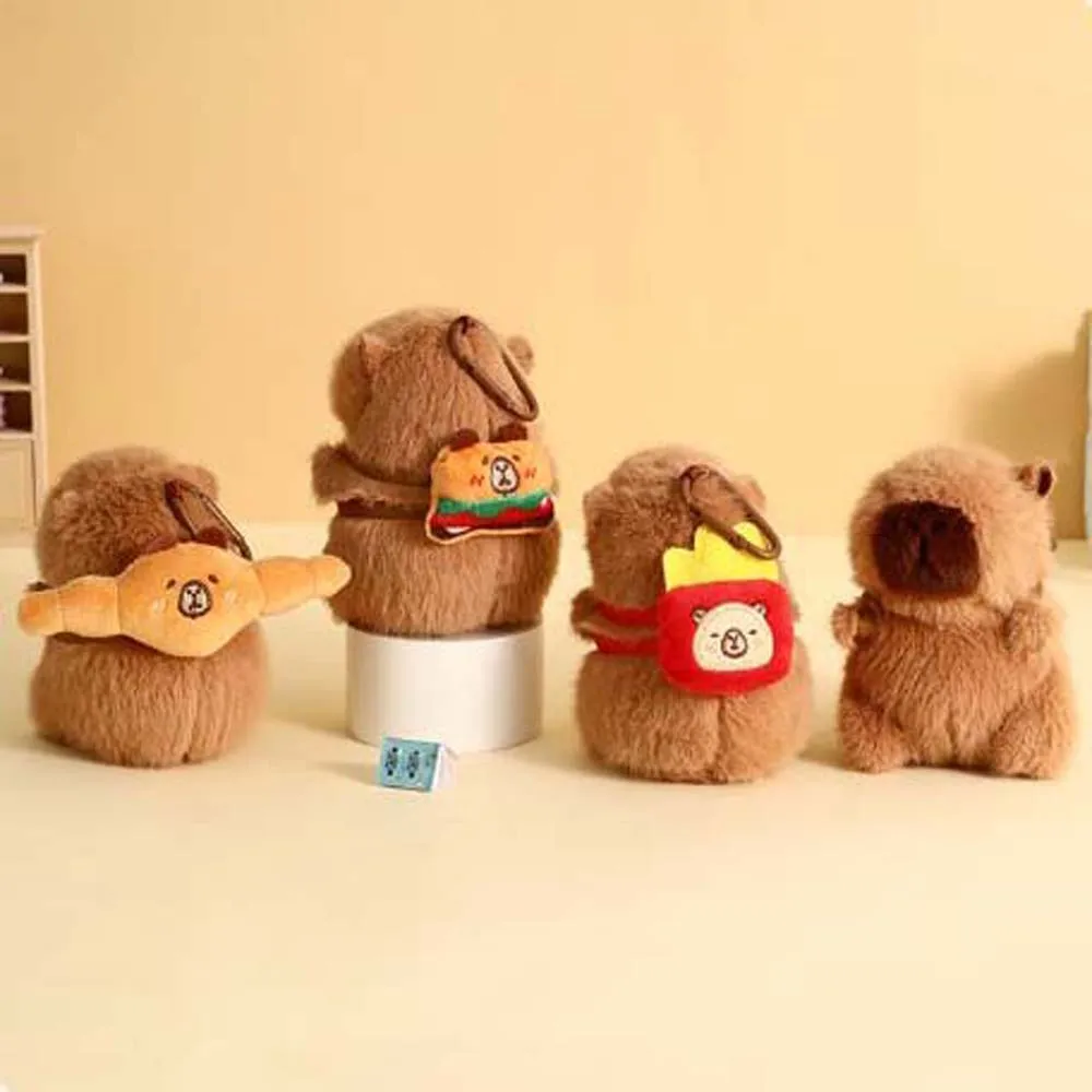 Cartoon Capybara Plush Keychain Fluffty Animals Plush Stuffed Capybara Keyring Capybara Creative Food Series Guinea Pig Pendant