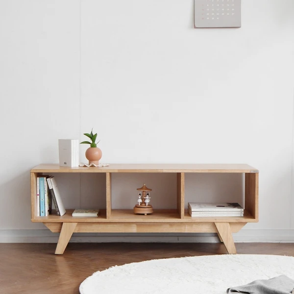 Nordic all solid wood bookcase bookshelf living room floor shelf modern simple low cabinet TV cabinet toy storage cabinet