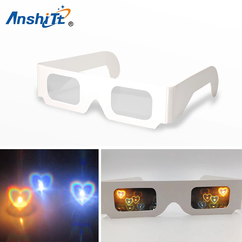 100Pcs Heart Shape Diffraction Entertainment Cardboard Glasses,3D Glasses for Christmas Graduation Thanksgiving Halloween - view 2