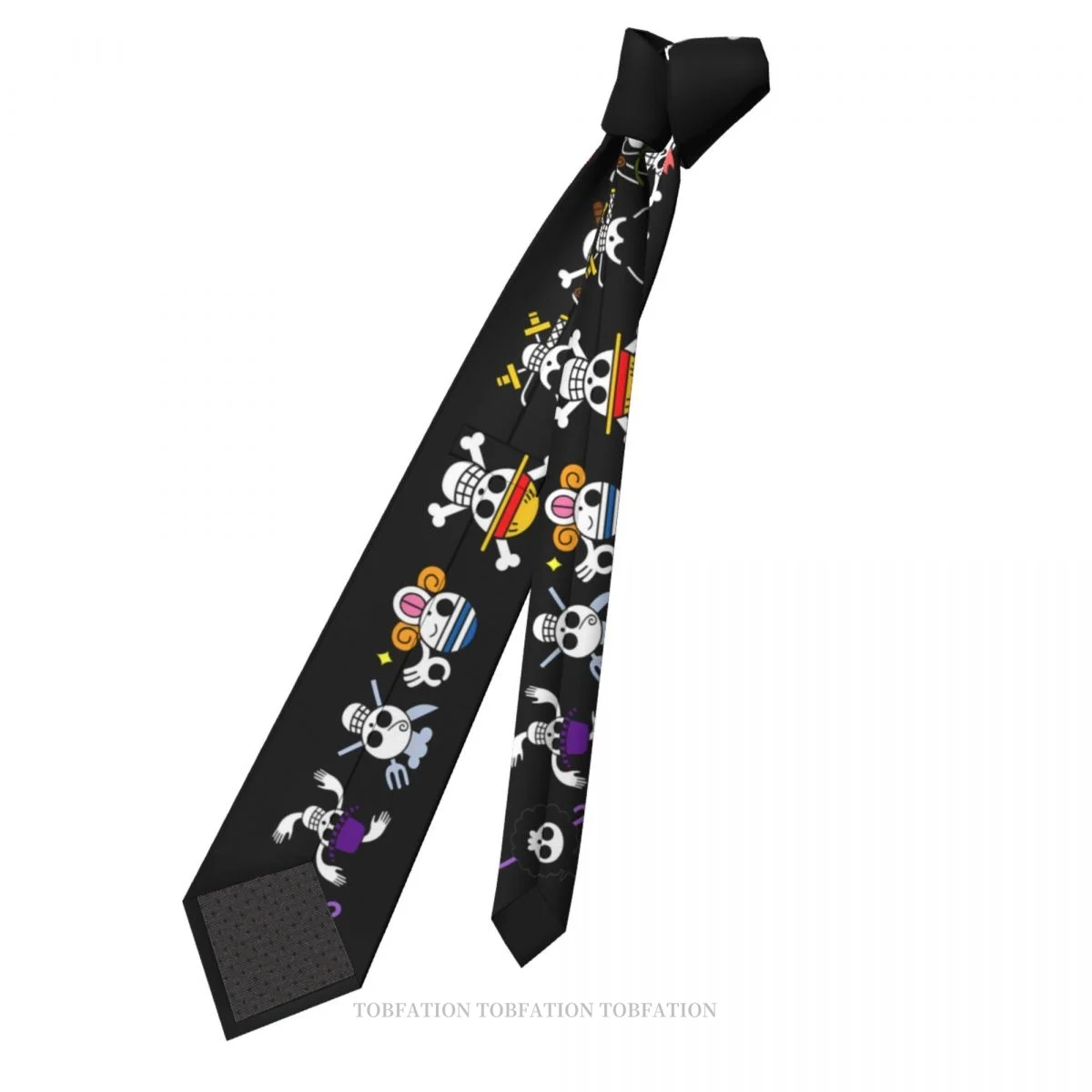 Logotipo de calavera de una pieza para hombre, corbata clásica estampada de poliéster de 8cm de ancho, accesorio para fiesta de Cosplay