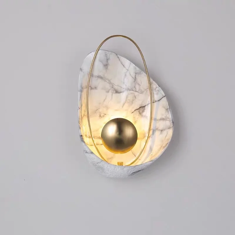 Nordic Postmodern Living Room Bedroom Wall Lamp Designer Light Luxury Decor Bedside Lamp Indoor Lighting Resin Shell Wall Lights