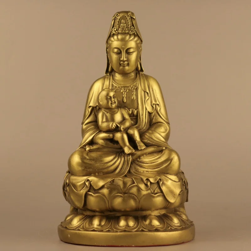 2023 Brass South Sea Guanyin Bodhisattva Buddha Statue Decoration Home Decoration Creative Gift Crafts One-Piece Delivery