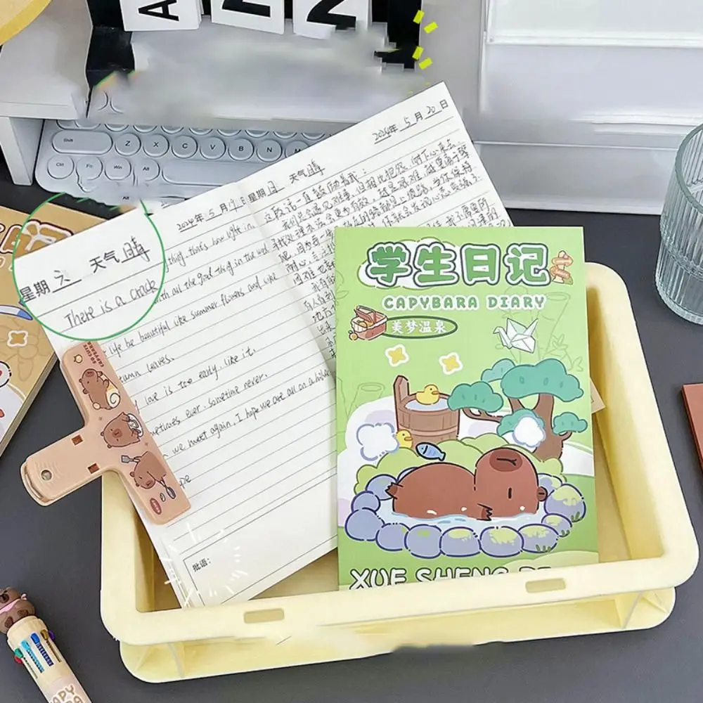 50 Sheets /100 Pages Kawaii Capybara Diary Notebook Portable Thickening Memo Notes Multifunction Internal Blank Page