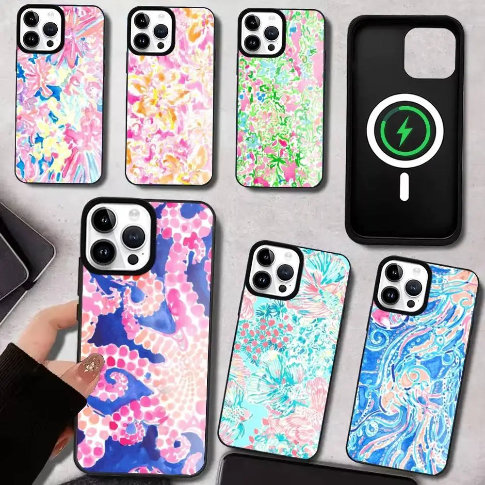 

Flowers Watercolor Graffiti Phone Case For iPhone17,16,15,14,13,12,11 Plus,Pro Max Magnetic For Magsafe Wireless Charging