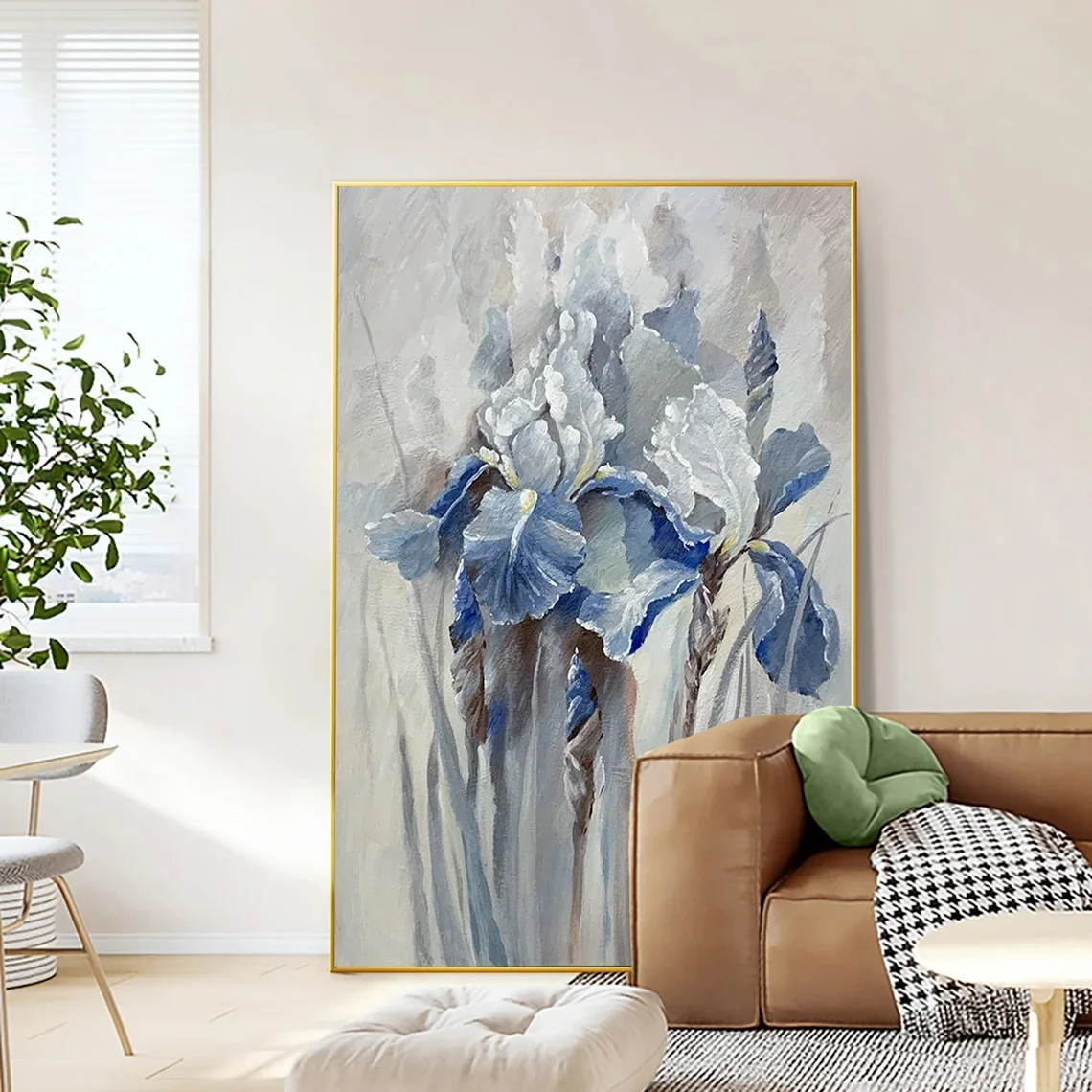 Imagem -04 - Flor Colorida Pintura a Óleo sobre Tela Pintura Floral Azul Abstrata Grande Textura 3d Acrílico Sala Wall Art Decor