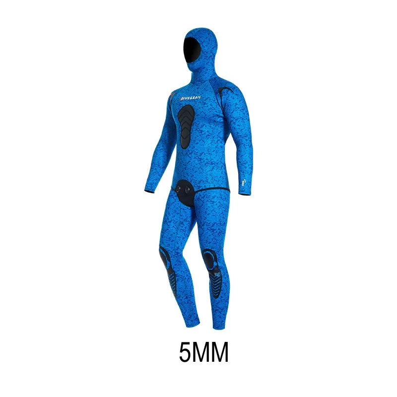 

5MM Neoprene 2Pieces Keep Warm Snorkeling Spearfishing Hooded WetSuit For Men Scuba UnderWater Hunting Surfing Swim Diving Suit