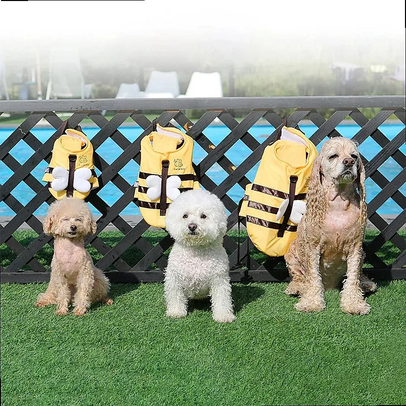 Summer Little Bee Dog Swimsuit Waterproof Puppy Life Jacket Breathable Harness Swimming Safety Pet Supplies view 2
