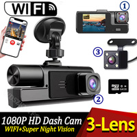 3 Channel Dash Cam for Cars 1080P Car Camera WIFI Video Recorder Front inside Rear View Camera Car DVR Black Box Car Assecories