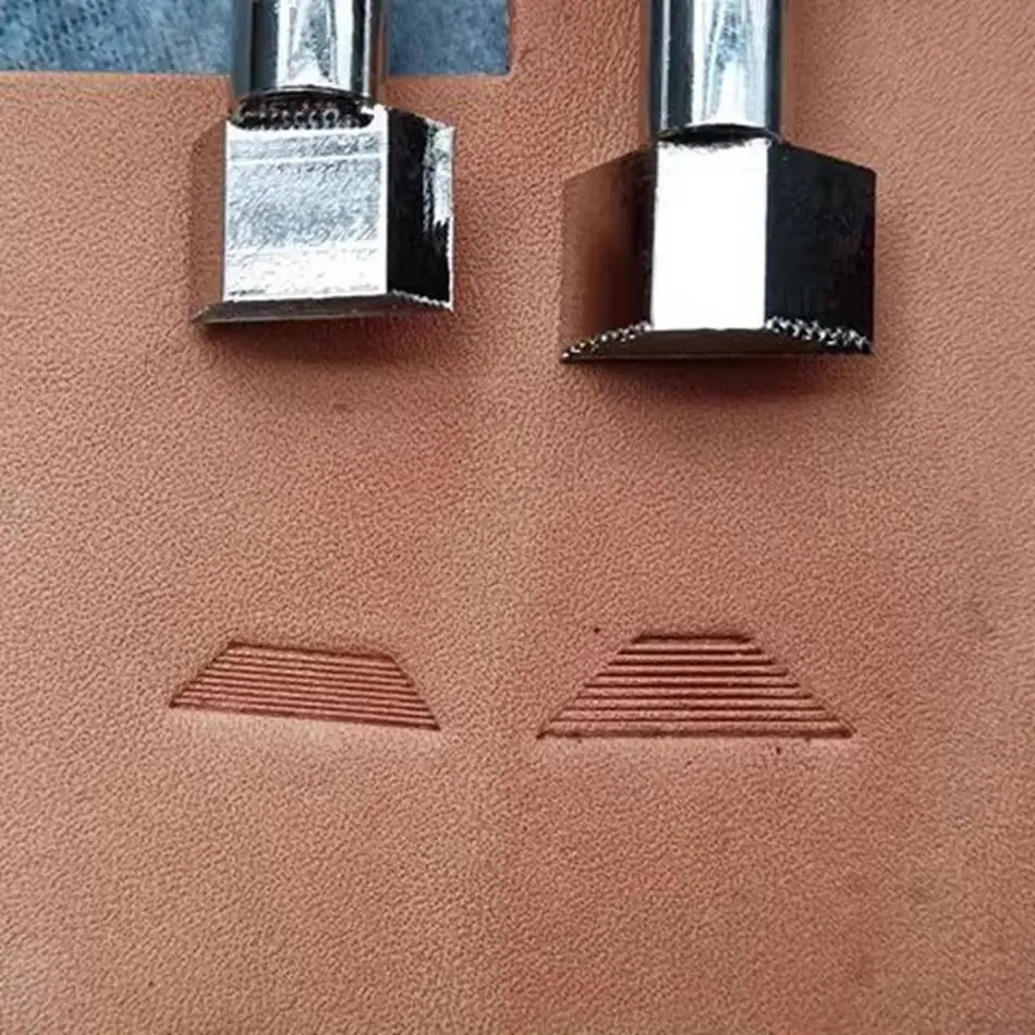 Precision steel engraving tool for leather craftsmanship, embossing tool with trapezoidal cross-pattern decorative design