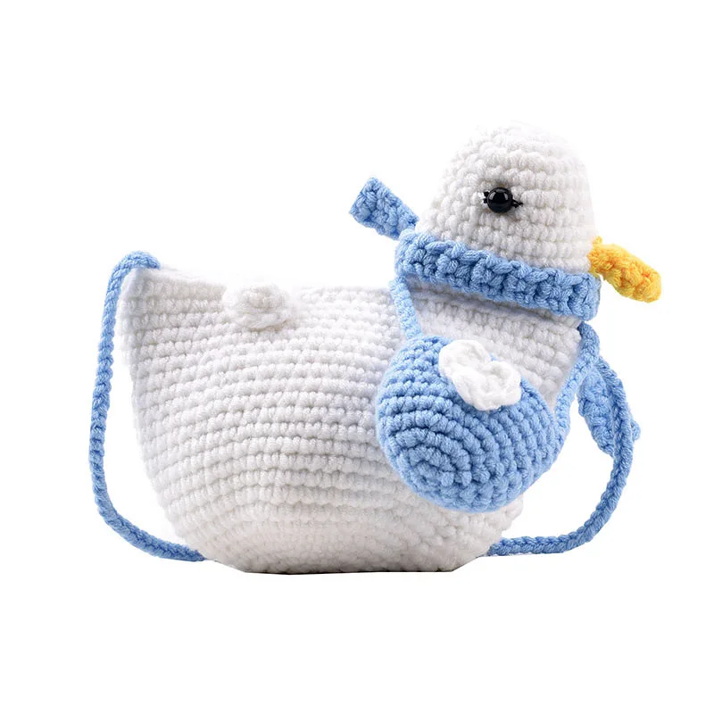 Cute Cartoon Wool Duckling Crossbody Bag Handmade Knitted Animal Shoulder Bag Fall And Winter New Children's Crossbody Bag