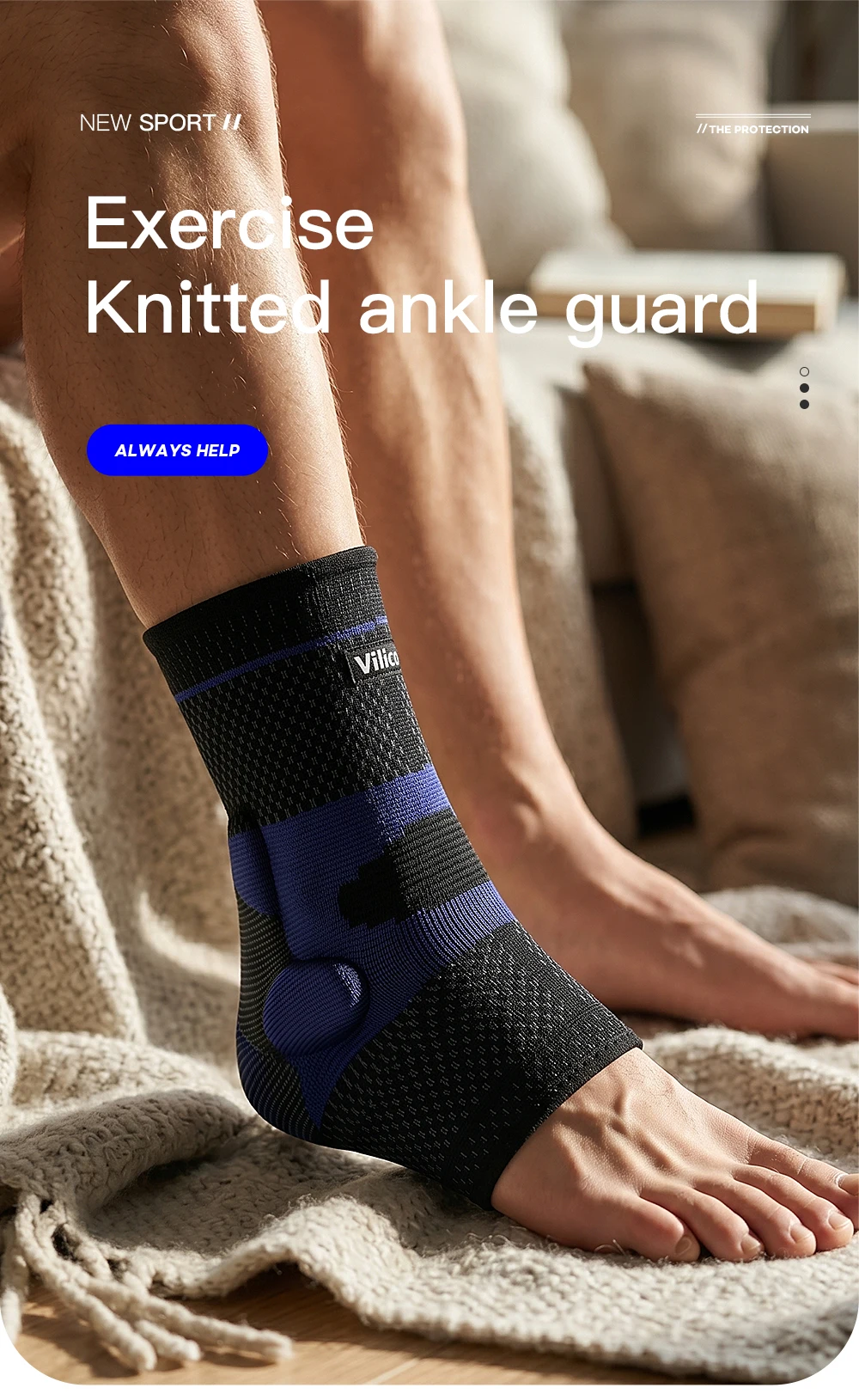 Leichte, hochelastische Knöchelbandage, Stoßdämpfung und Druckentlastung für den täglichen Sport, Verletzungsschutz für den Knöchel – Detail 1