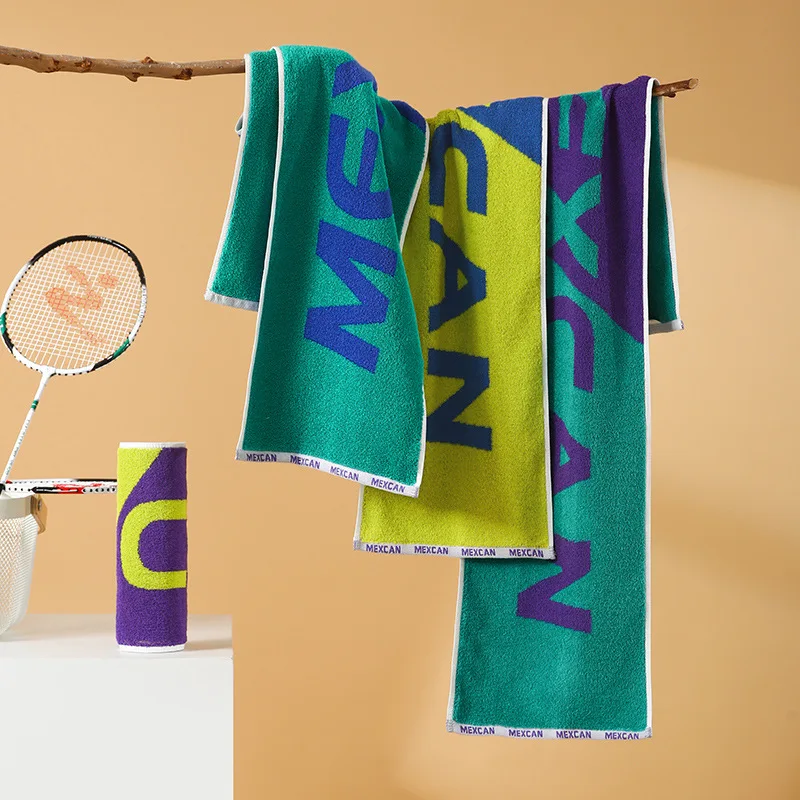 

25 * 110cm Color Sports Cotton Towels Men Women Sweat Wiping Running Sweating Fitness Gym Men's Portable Towels Wrist Basketball