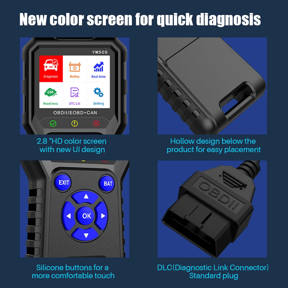 OBD2 Scanner Erase Error Codes Multi Languages ODB2 Code Reader Engine OBD 2 Scanner Car Diagnostic Tool YM509