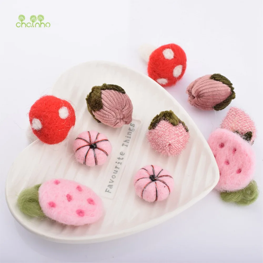 

Wool Felt Series Headwear Accessory,Strawberry,Mushrooms&Flower Buds,Patches,For DIY Crafts,Children's Garments&Hair Accessories