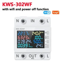 Miernik mocy 170-270V/63A 8 w1 kolorowy ekran wielofunkcyjny woltomierz prądu przemiennego mocy mocy wzmacniacze napięcia Watt Kwh zdalnie sterowany