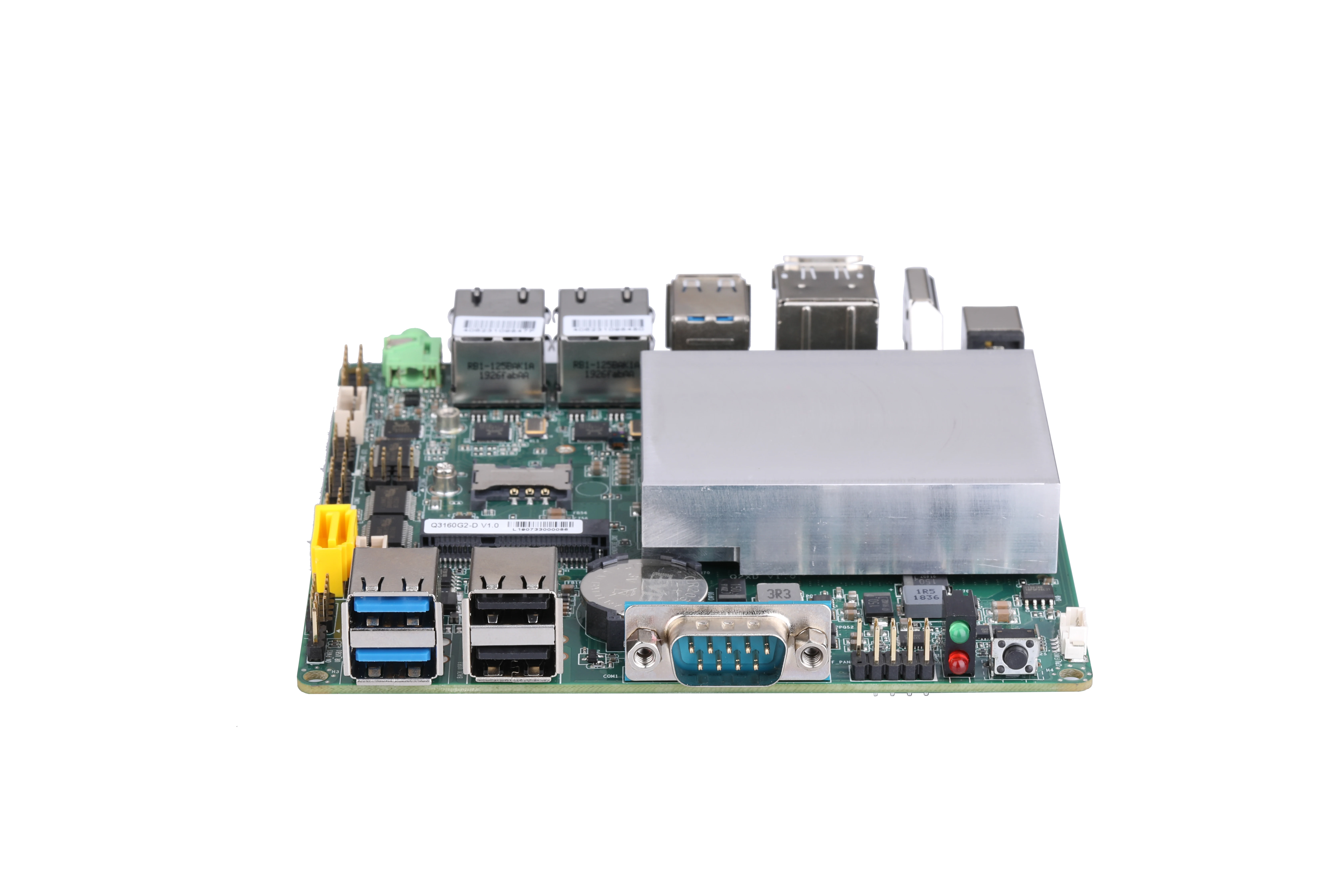 QOTOM MB2J249-0300 Q177P Celeron J3710 Mini PC Placa-mãe 120*120mm DC 12V Fanless 2 x Gigabit LAN 4 x RS232 7x24 WIN7/10/Linux