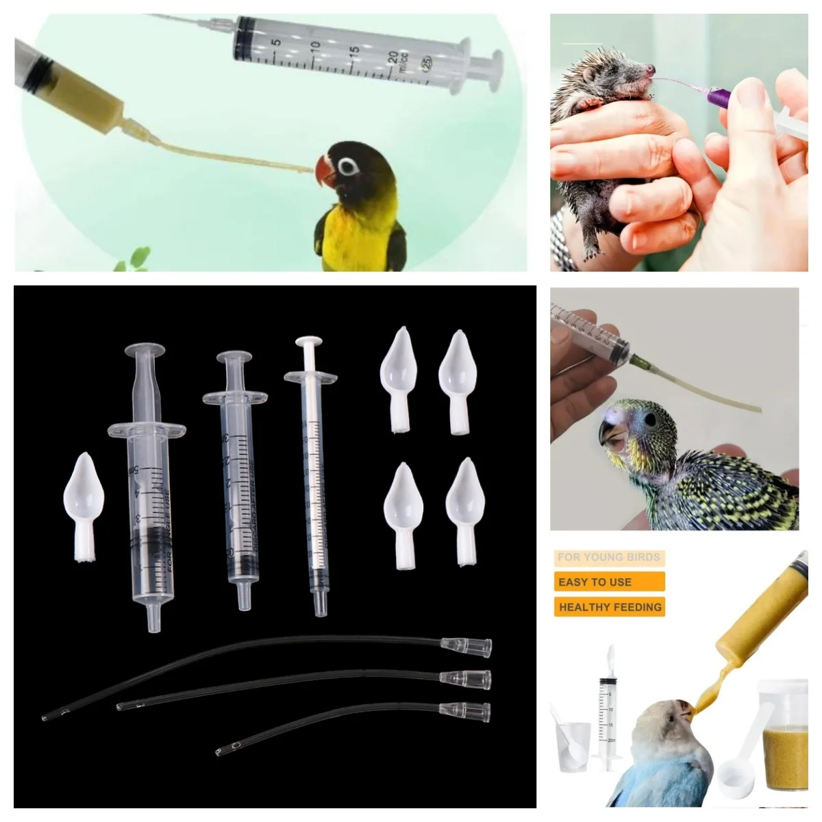

9/10Pcs Parrot Bird Feeding Dropper Hose Small Pet Feeder Needle Tube Liquid Injection Hose Spoon Kits