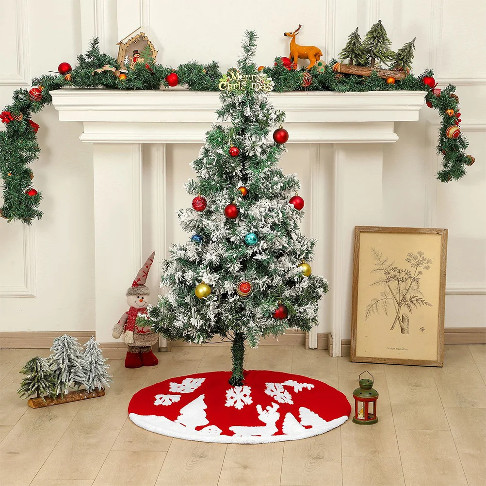 

Christmas Skirt Red Farmhouse Decor Xmas Tree Bottom Ornament Under Tree Mat Holiday Party Decoration Diy Christmas