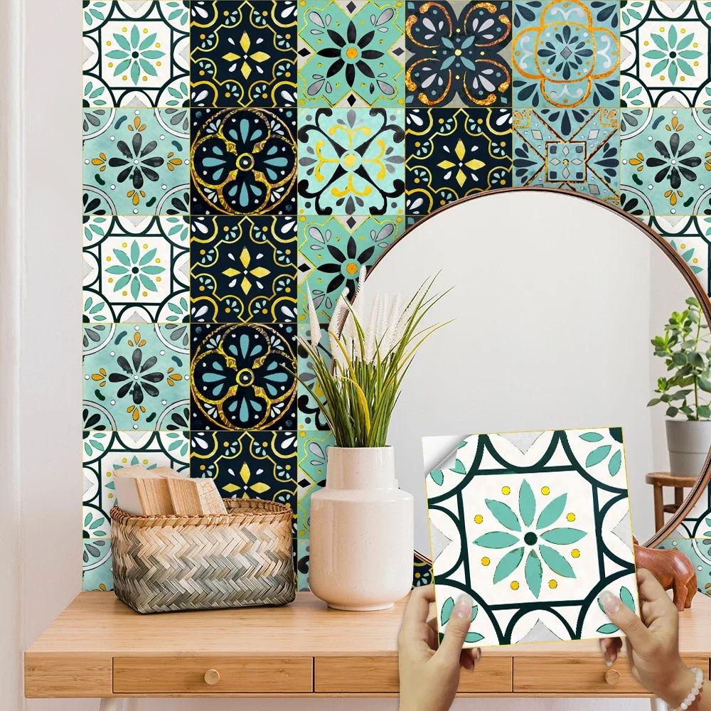 10 Stück Fliesenaufkleber im amerikanischen Stil mit goldenem Marmormuster, Küchenrückwand, ölbeständig, wasserdicht, Kunst-Wandaufkleber – Detail 23