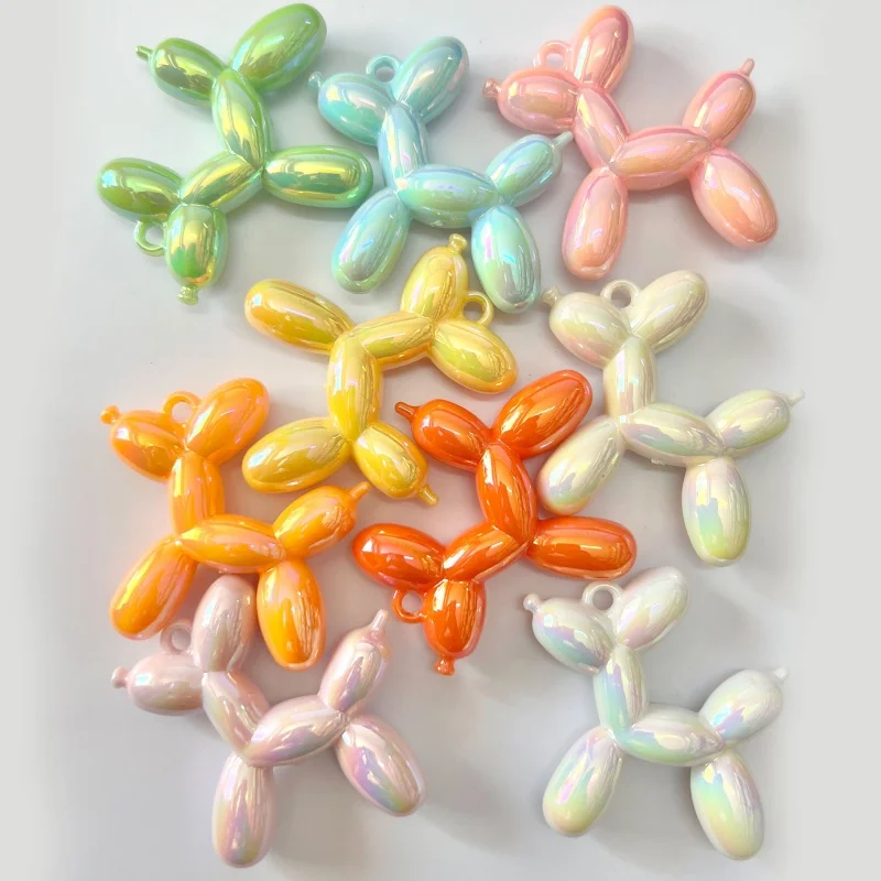 5Pcs/Lot 46x50mm 3D Acrylic Balloon Dog Charms Pendant Multi-colors Mixed DIY Necklace Keychain Jewelry Making