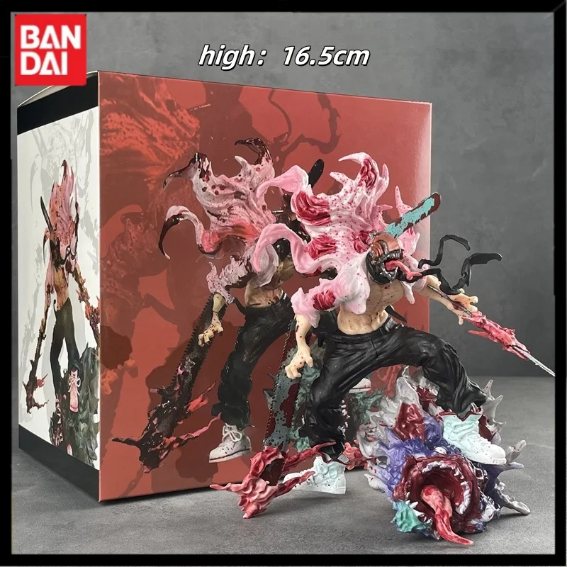 Bandai 17cm New Raging Chainsaw Man Battle Bat Monster Scene  Model Pvc Desktop Ornaments Toy Collection Boys Birthday Gift