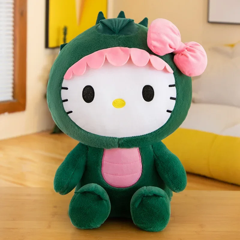 35/50/65cm Sanrio Kawaii Hallo Kitty Cosplay Dinosaurier Plüsch Spielzeug Cartoon Puppe Dekoration Schlaf Wurf kissen Kinder Geburtstags geschenk