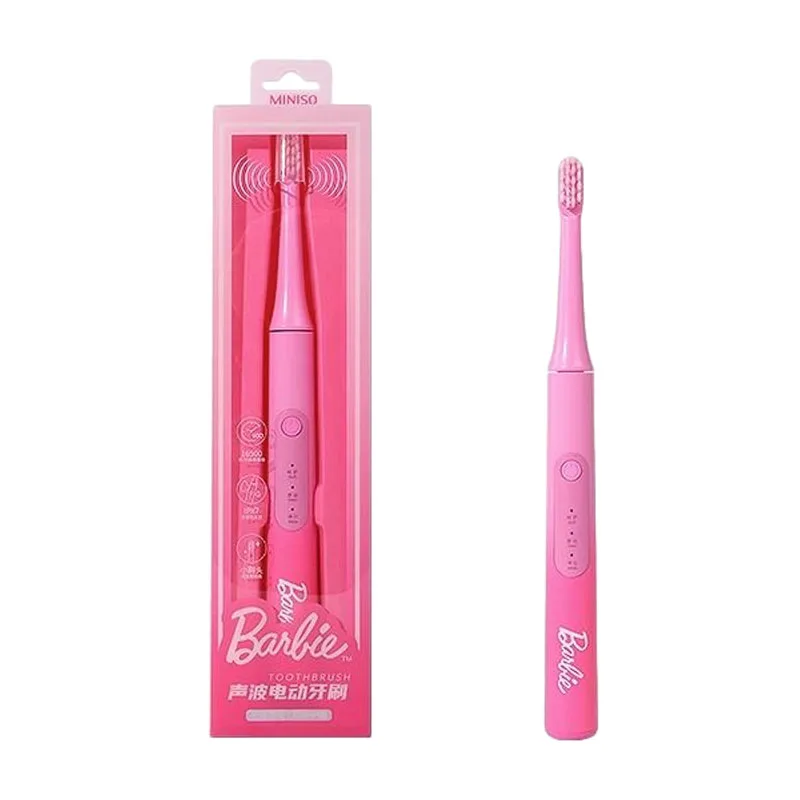 Miniso Kawaii Cute Barbie Soft-Bristled Electric Toothbrush Girly Heart-Looking Rechargeable Three-Speed Waterproof Toothbrush