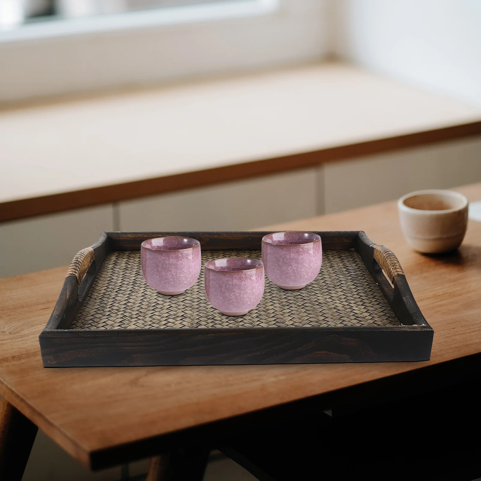 

Wooden Rectangular Snack Serving Tray Easy Clean Food Tray for Restaurant Cafe Hotel Family Use Fruit Bread Serving Dish