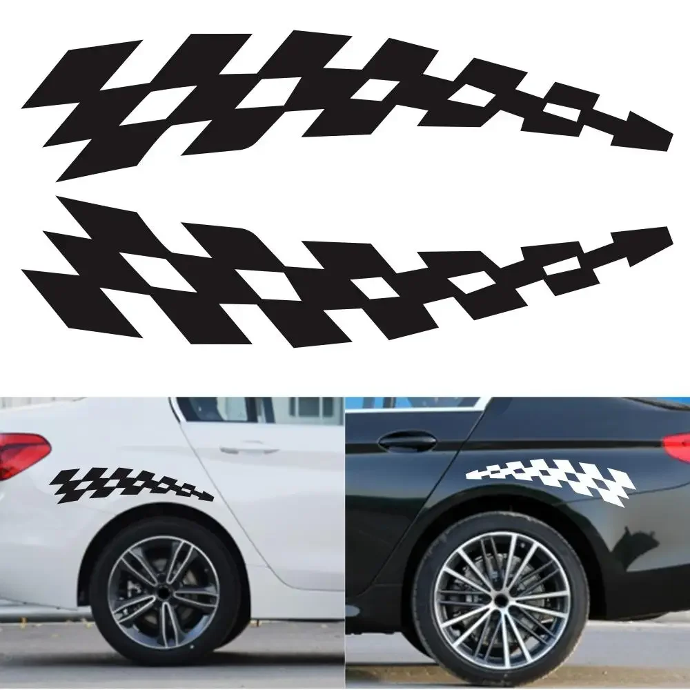 Car Racing Stickers Vehicle Car Decals Plaid Wheel Flags Reflector Safety Vinyl Stickers ,30CM *7CM