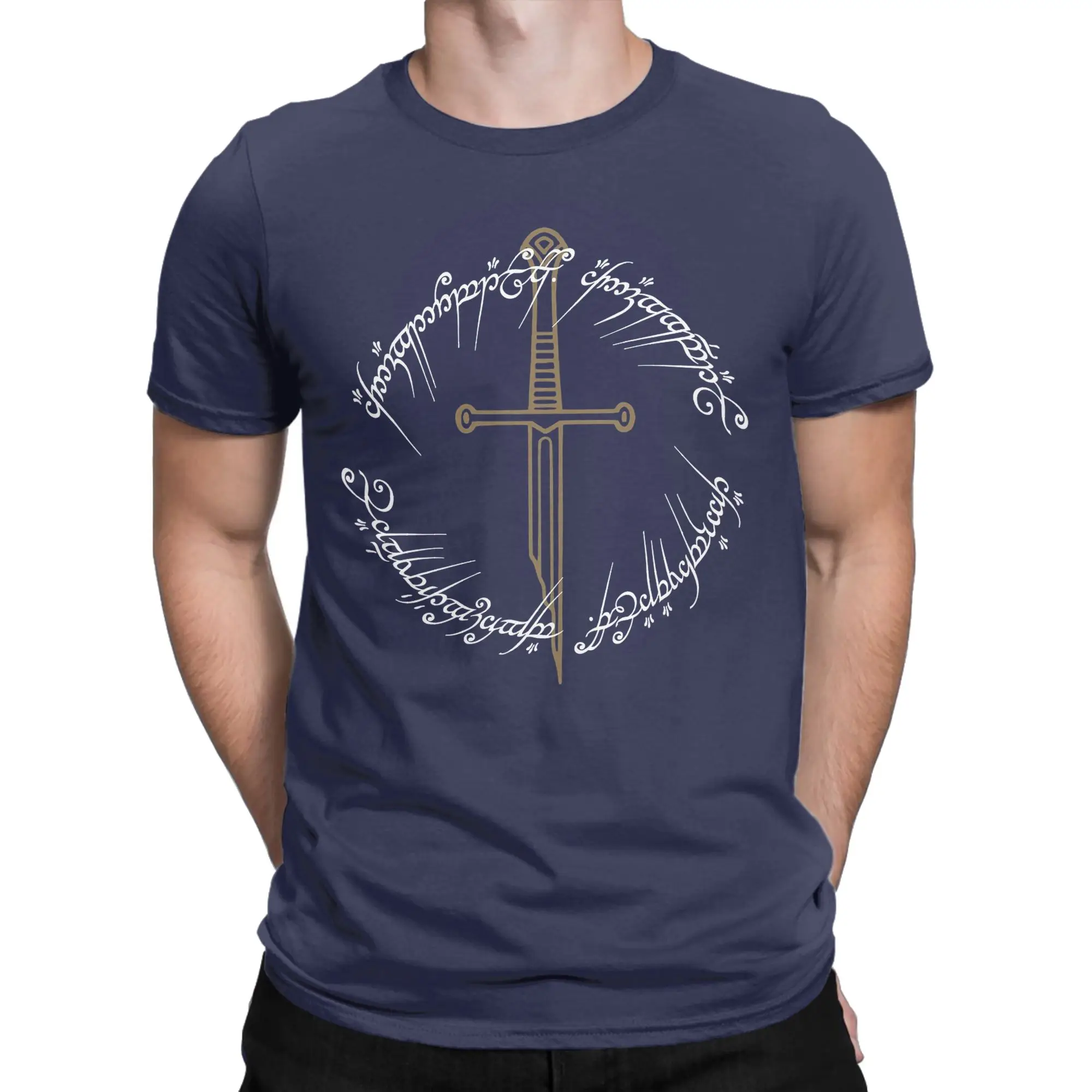 L-Lords Of The R-Rings The Sword of the Ring T Shirts Men 100% Cotton Leisure T-Shirts Tee Shirt Short Sleeve Clothing Summer