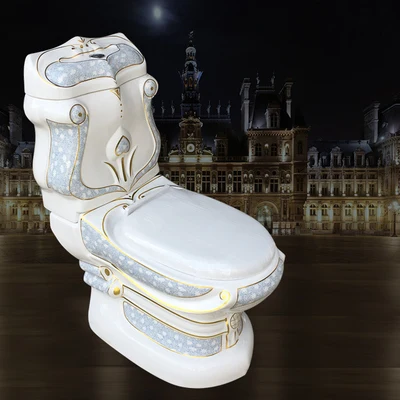 European style toilet relief luxury color gold green blue in high-end Family Hotel Villa