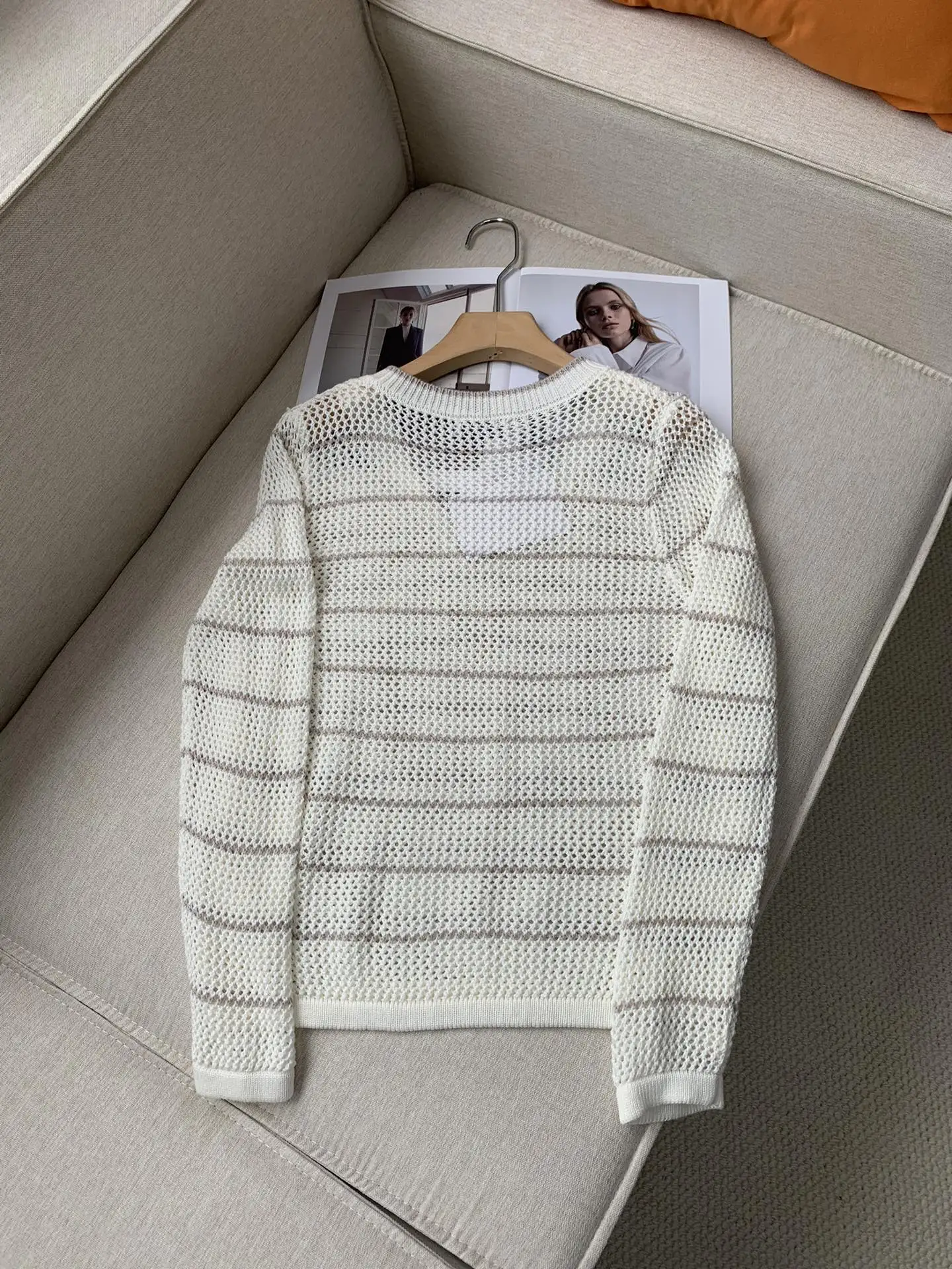 Hollow V-Neck Wool Sweater Long Sleeve High-End Versatile Casual Tops For Women