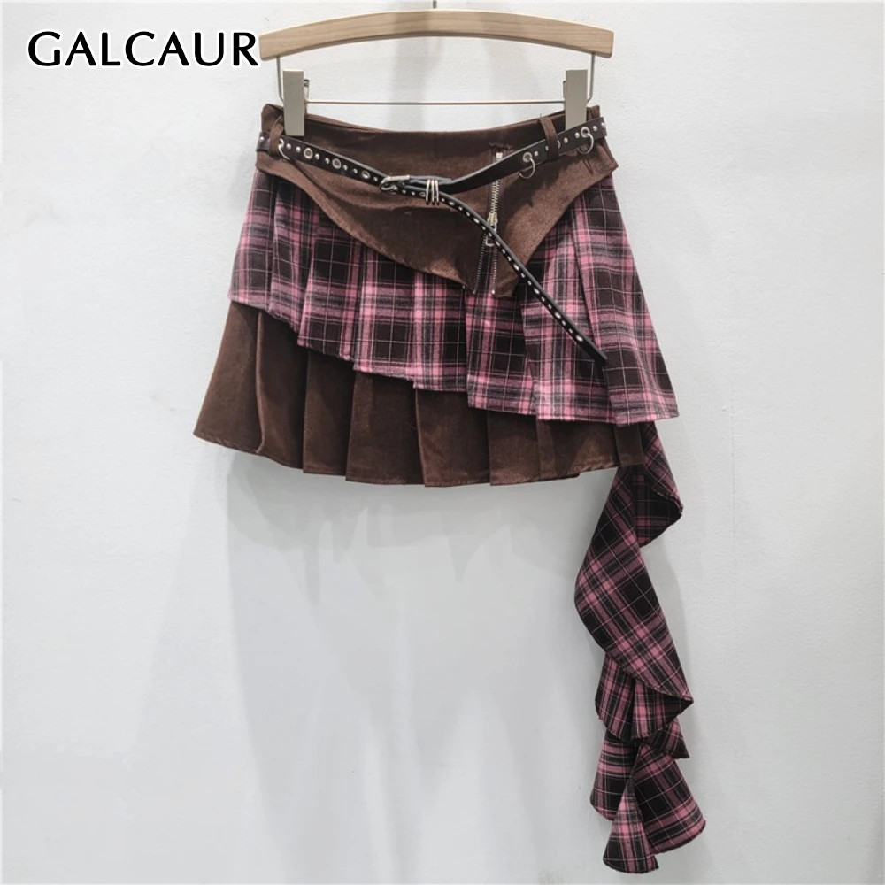 

GALCAUR однотонная юбка нестандартной формы с поясом, женская утягивающая юбка с высокой талией, милые винтажные женские юбки, осенняя мода, стиль, новинка