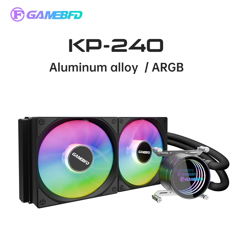 KP-240 ЦП 240 мм, кулер для компьютера с водяным охлаждением AIO RGB ARGB, вентилятор для жидкости, охладитель, радиатор для LGA115X 1200 1700 2011 AM4 AM5