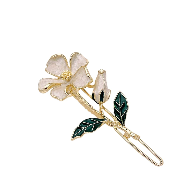 1PCS Fashion Enamel Metal Flower Hairpins Elegant Barrette Hair Clip Hair Accessories For Women