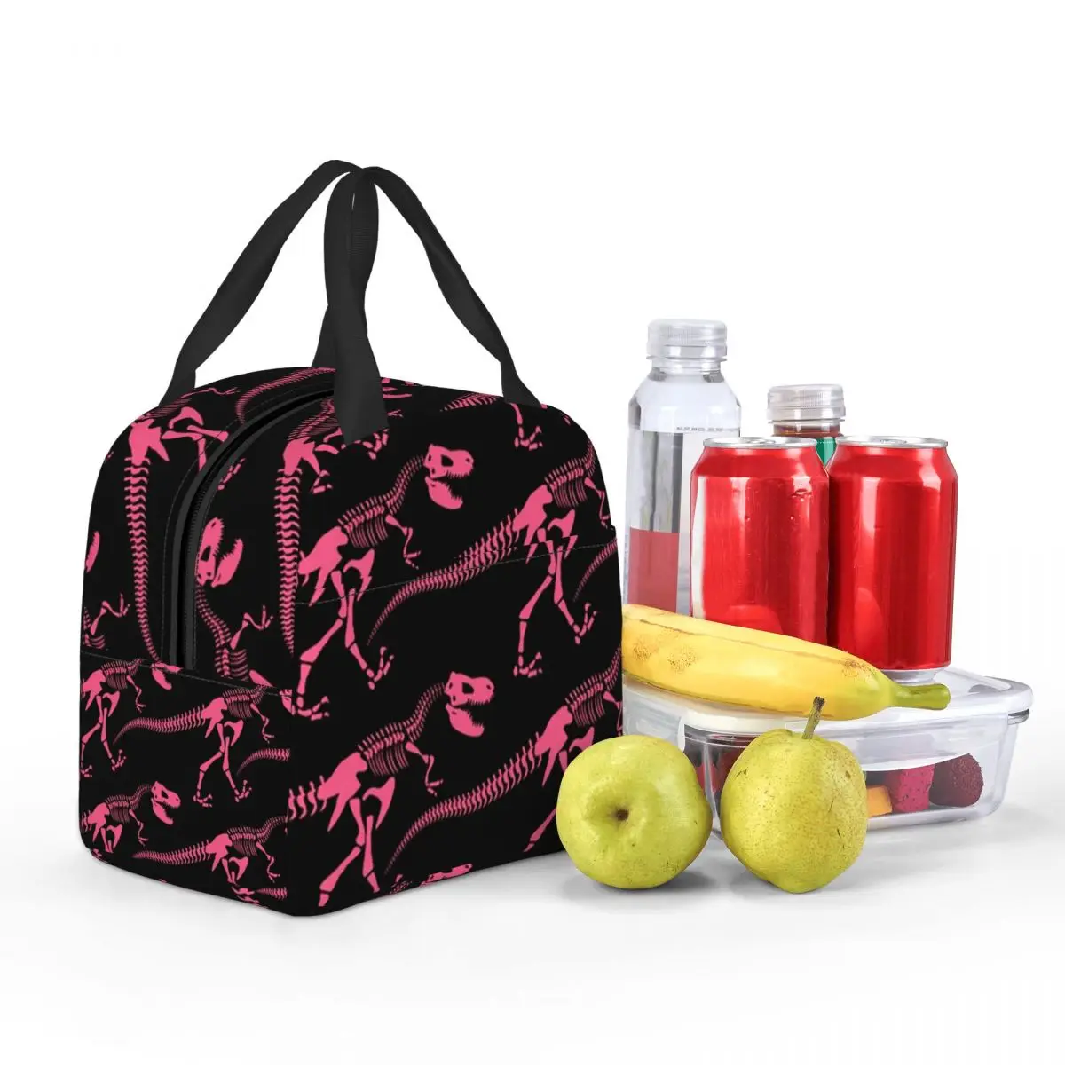 Pink Dinosaur Fossils Unearthed Insulated Lunch Bag for Women Office Cooler Thermal Food Box Tote Portable Lunch Boxes Container view 3