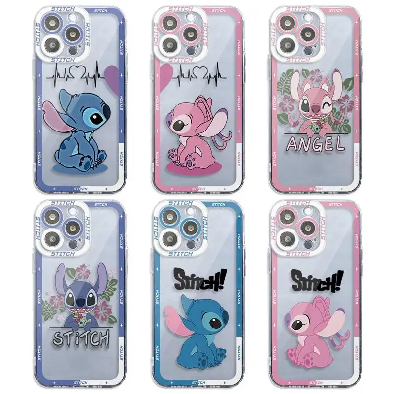 Disney Love Couple Angel Stitch Phone Case for Xiaomi Redmi Note 13 12 Pro Plus 5G 11 Pro 12S 11S 9S 10 10S 9 12 4G Soft Cover