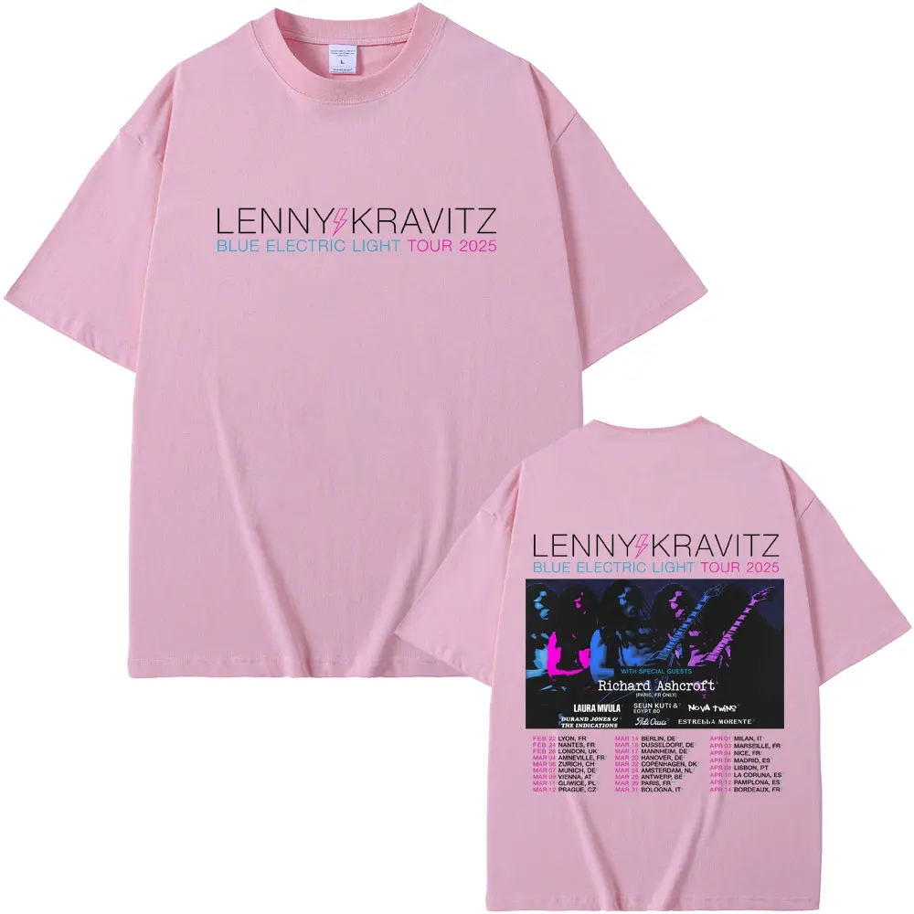 Lenny Kravitz Blue Electric Light Tour 2025 T Shirt Men Women Casual Cotton Vintage Short Sleeve T-shirt Male Oversized T-shirts