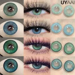 UYAAI 1Pair Fashion Makeup Beauty Contacts Lenses New Style Blue Contacts Yearly Soft Comfort Green Lenses Worldwide Shipping